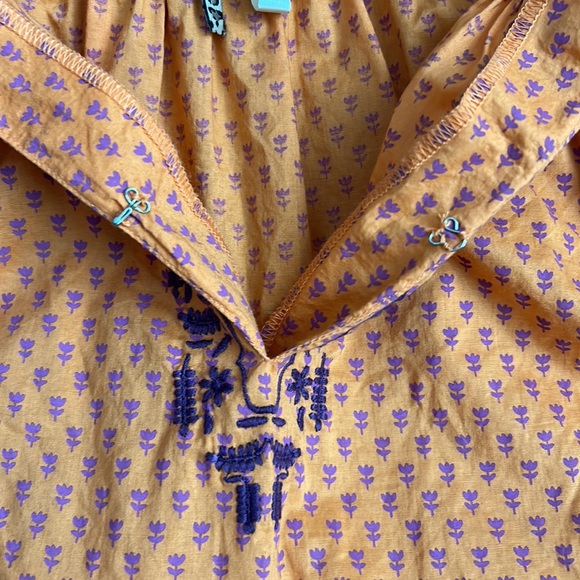 Vintage Pink Chicken Tunic Top, 100% Cotton, Orange & Purple, Size S. - Picture 9 of 9